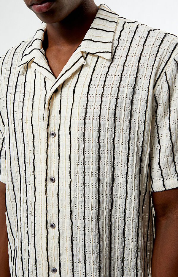 Pacsun Textured Vertical Striped Camp Shirt