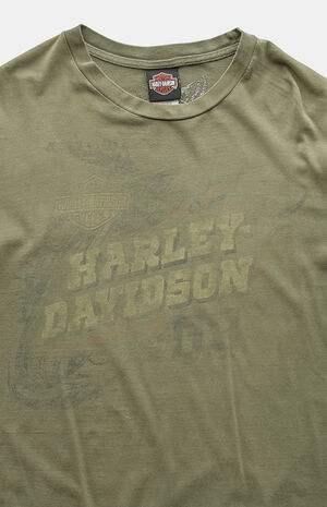 Olive 2000s Harley Davidson Graphic T-Shirt image number 2