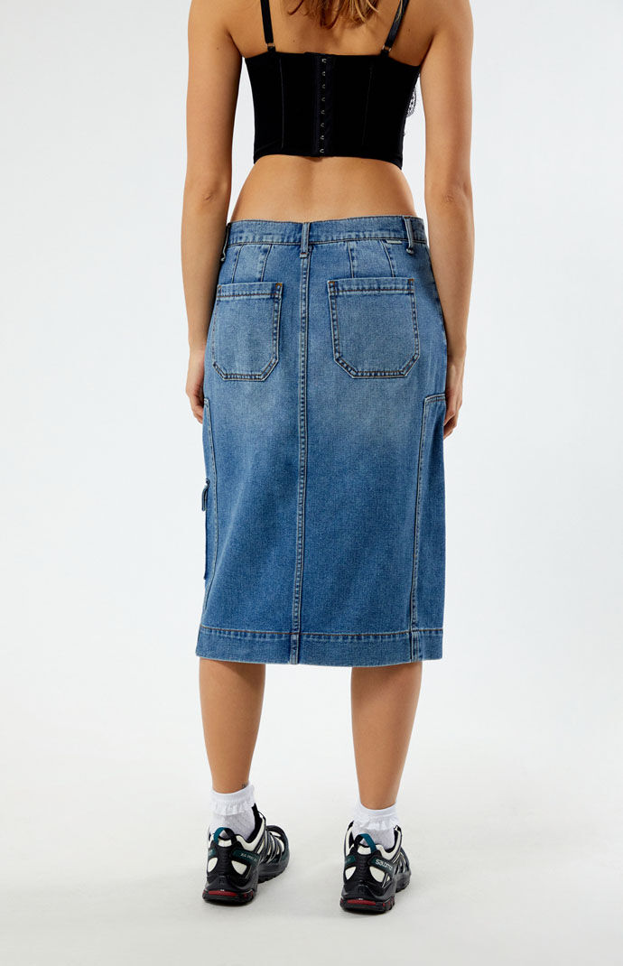 【BAON】Senpo cargo denim midi skirt Be Gone Denim Cargo Skirt - Light Wash | Swank A Posh