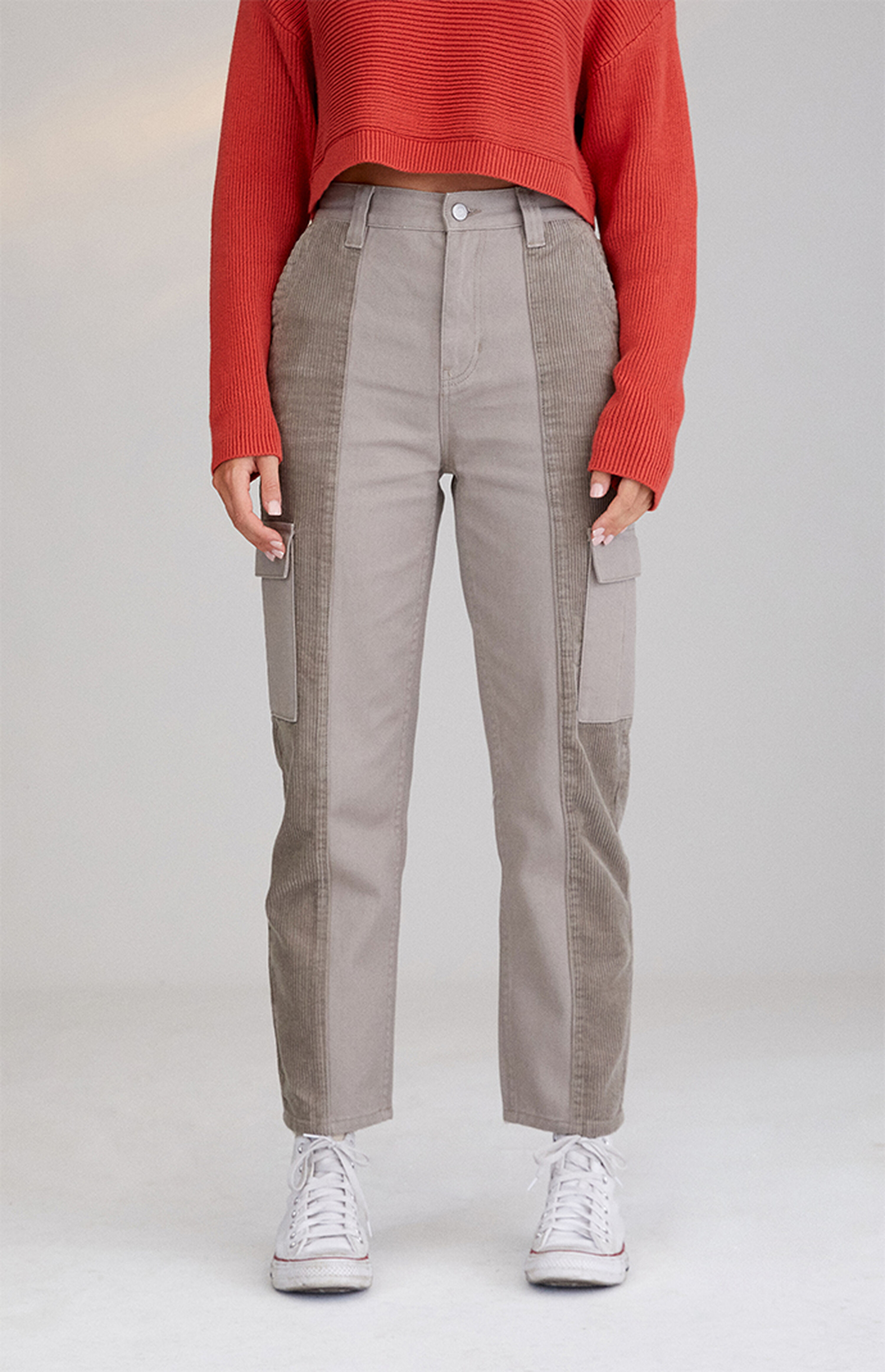 PacSun Gray Corduroy Paneled Cargo Skate Pants PacSun