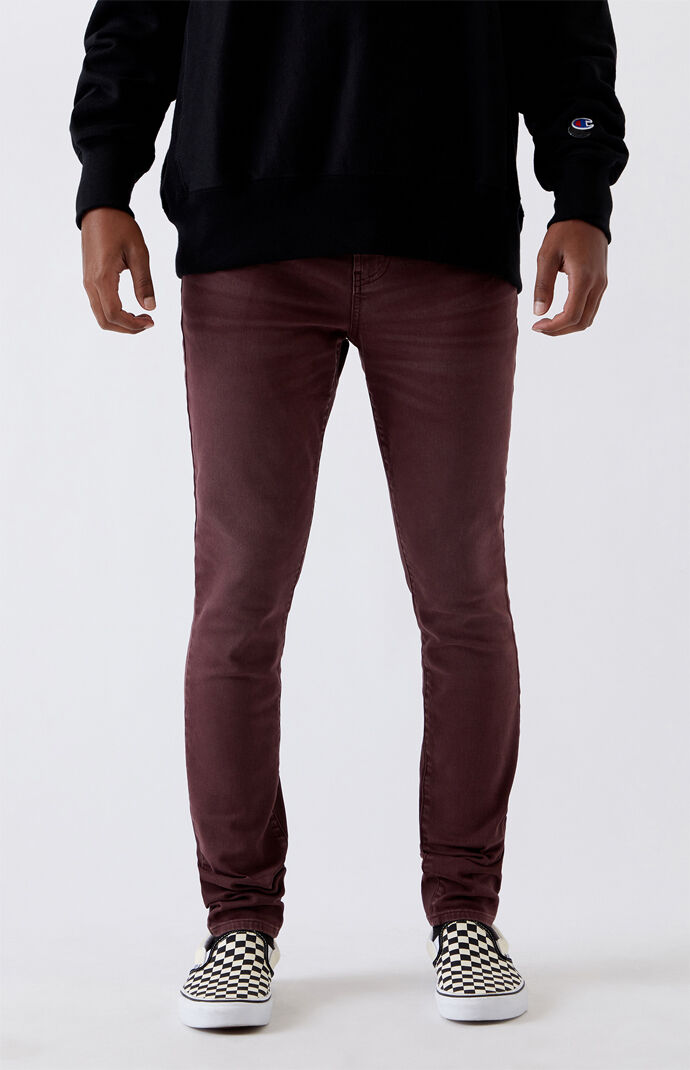 Burgundy Stacked Skinny Jeans