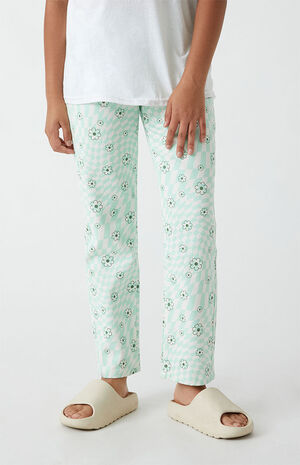 Checkerboard Flower Straight Leg Jeans image number 2