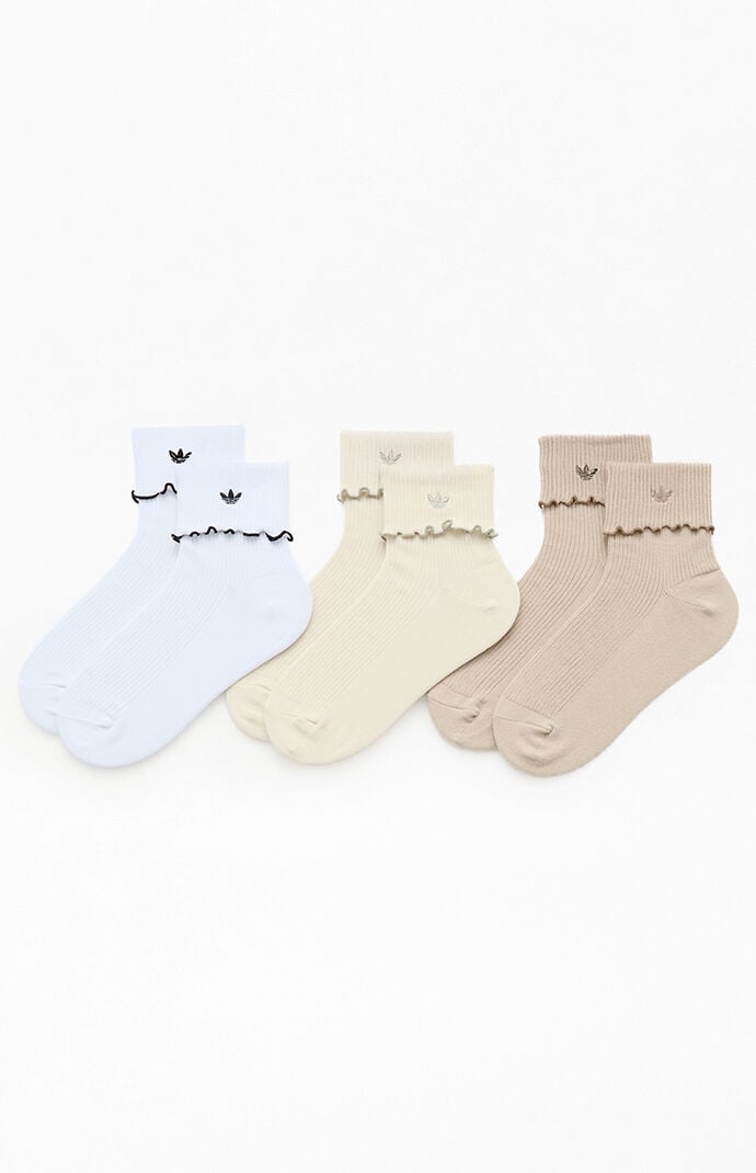 adidas 3-Pack Originals Natural Cuffed Ruffle Socks