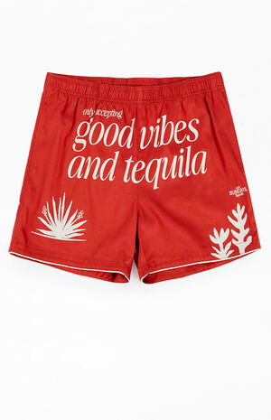 Red Good Vibes 5" Swim Trunks image number 1