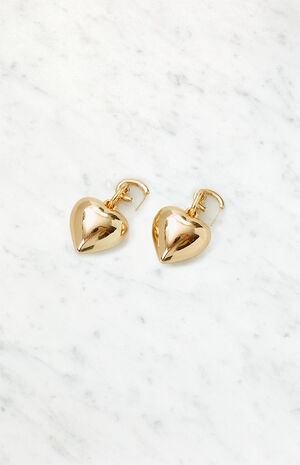 Gold Bubble Heart Gold Earrings image number 1