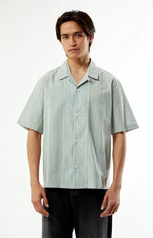 Sage Striped Oversized Camp Shirt image number 1