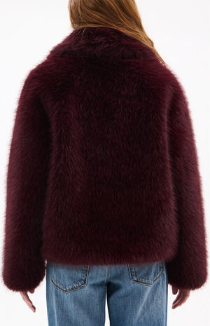 Regina Burgundy Faux Fur Coat image number 3