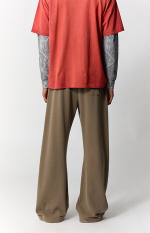 Brown Fleece Baggy Bootcut Sweatpants image number 4