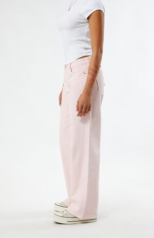 Eco Light Pink Low Rise Wide Leg Jeans image number 3