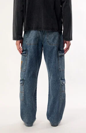 Dylan Baggy Jeans LA Embroidered Cargo Medium Wash image number 4