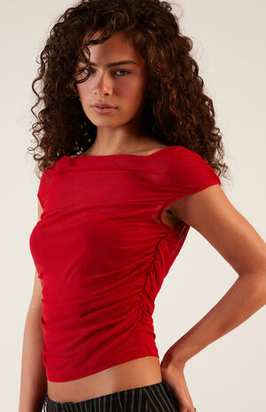 Mesh Off-The-Shoulder Top image number 1