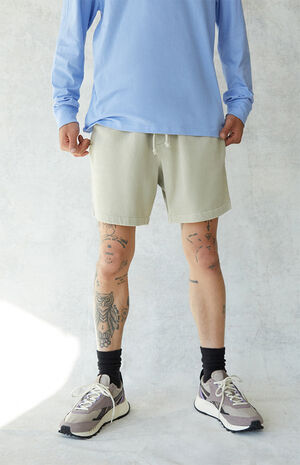 Beige Pigment Wash Volley Sweat Shorts Beige Pigment Wash Volley Sweat Shorts image number null