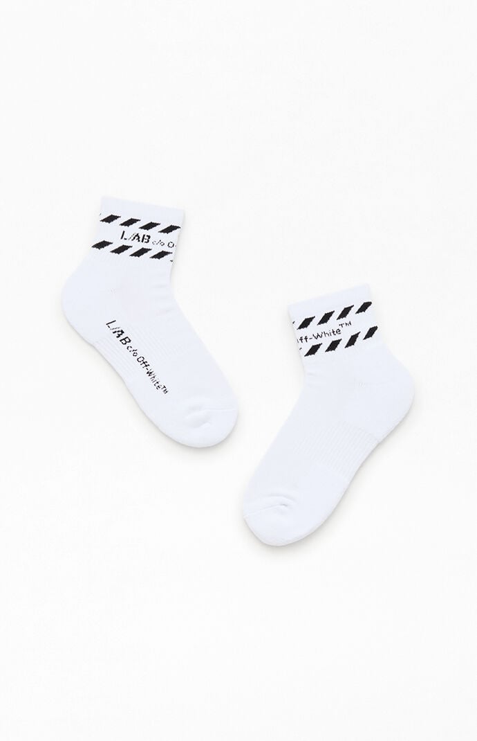 L/AB c/o Off-White 3 Pack Diagonal Stripe Quarter Crew Socks