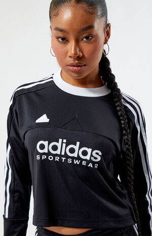 Eco Black Tiro 3-Stripes Long Sleeve T-Shirt image number 2