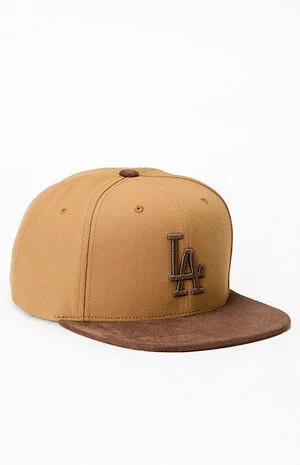 Tan MLB LA Dodgers 100th Anniversary Strapback Hat image number 1