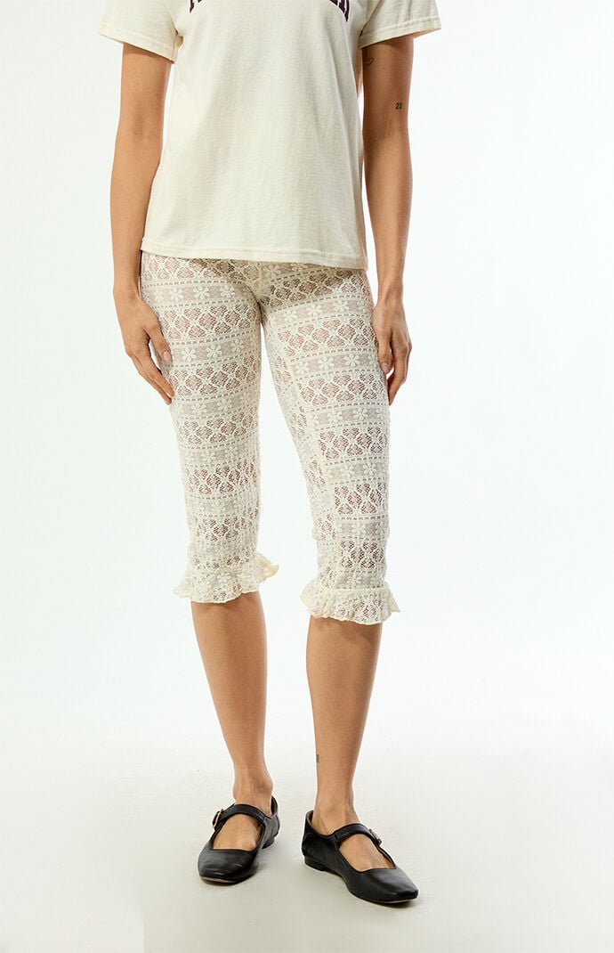 Daisy Street Buttermilk Ruffle Capri Pants