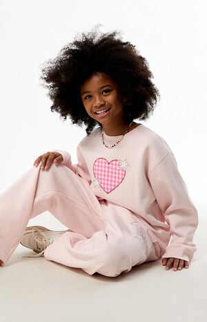 Heart Plaid Crew Neck Sweatshirt image number 1