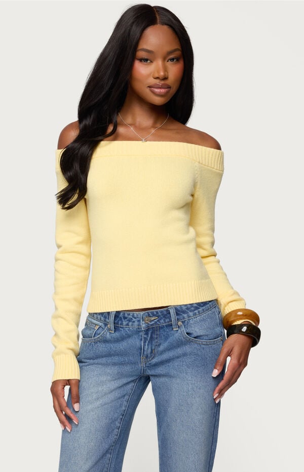 Edikted Elona Off Shoulder Knit Top
