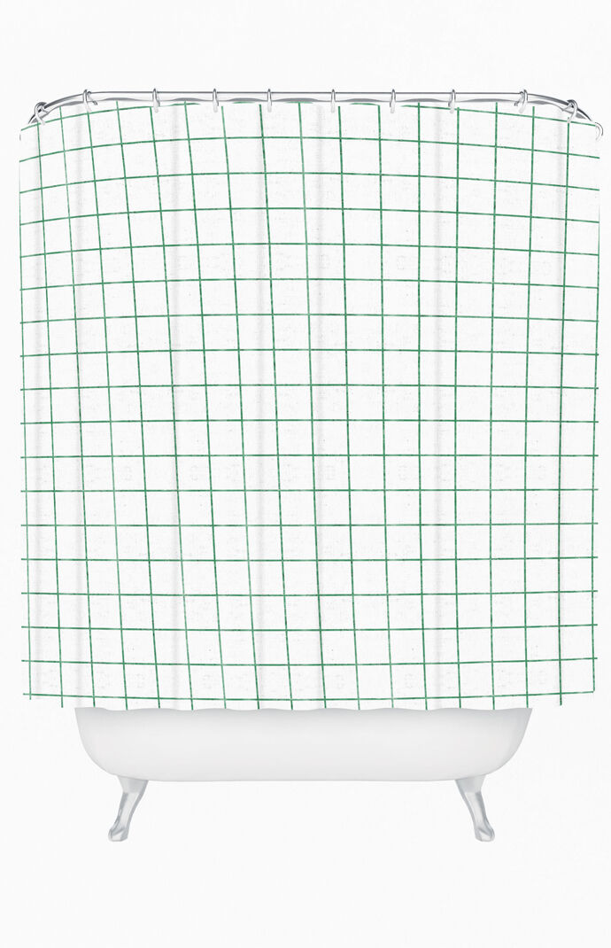 French Linen Grid Emerald Shower Curtain