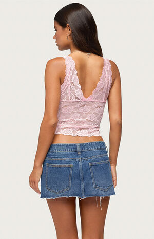 Vanya Sheer Lace V Neck Top image number 3