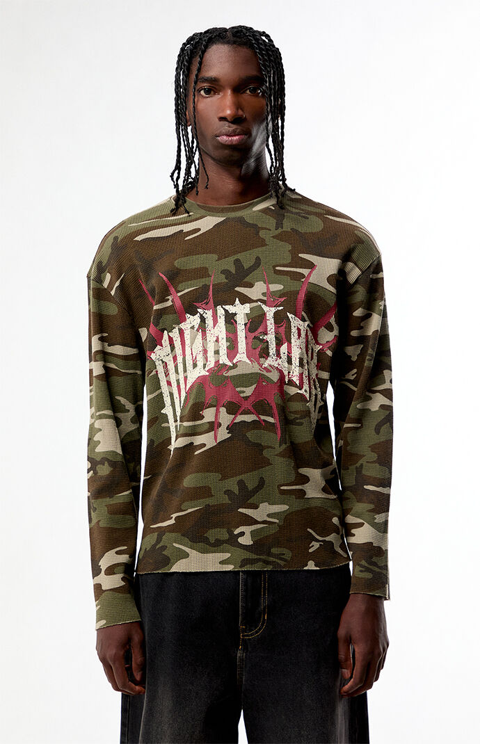 Nightlab Night Camo Waffle Knit Long Sleeve T-Shirt | Pacsun