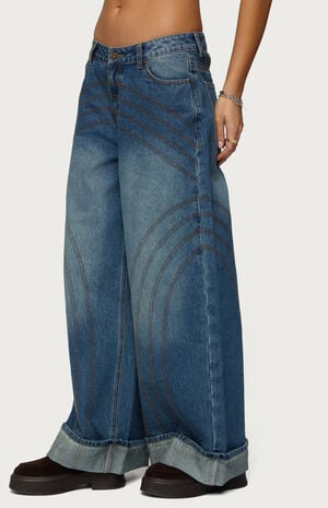 Cuffed Low Rise Wide Leg Jeans image number 2