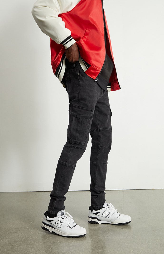 Pacsun stacked skinny side store stripe zip black jeans