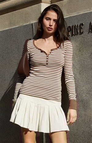 Brown Striped Zelly Long Sleeve Top image number 1