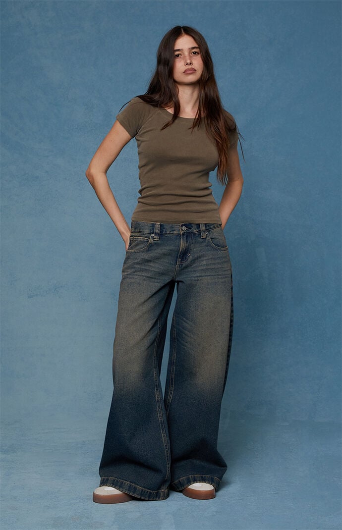 Pacsun Sloane Low Rise Ultra Baggy Jeans Dark Blue Tint