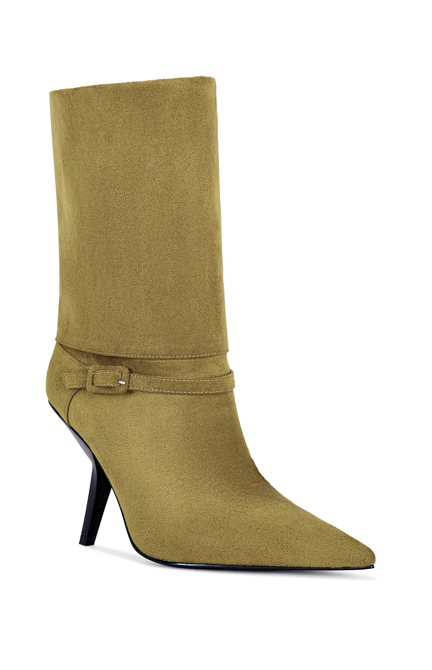 AZALEA WANG Winding Olive Faux Suede Stiletto Boots