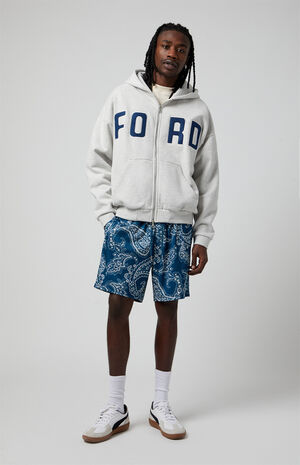 Blue Aaron Paisley Mesh Volley Shorts image number 2