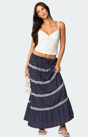Polka Dot Tiered Maxi Skirt image number 5