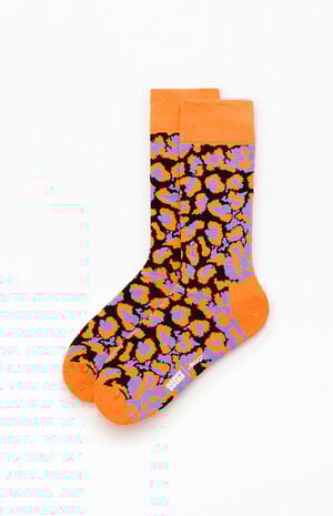 x Happy Socks Orange Leopard High Crew Socks image number 1