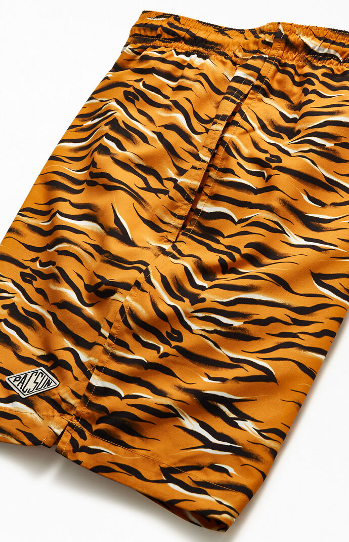 Tiger Print 17" Swim Trunks