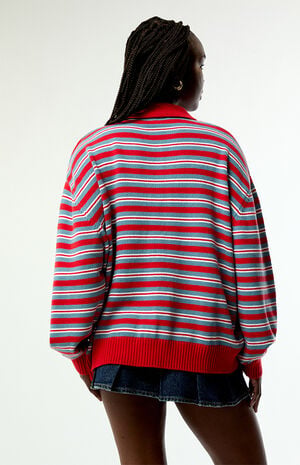 Striped Henley Polo Sweater image number 3