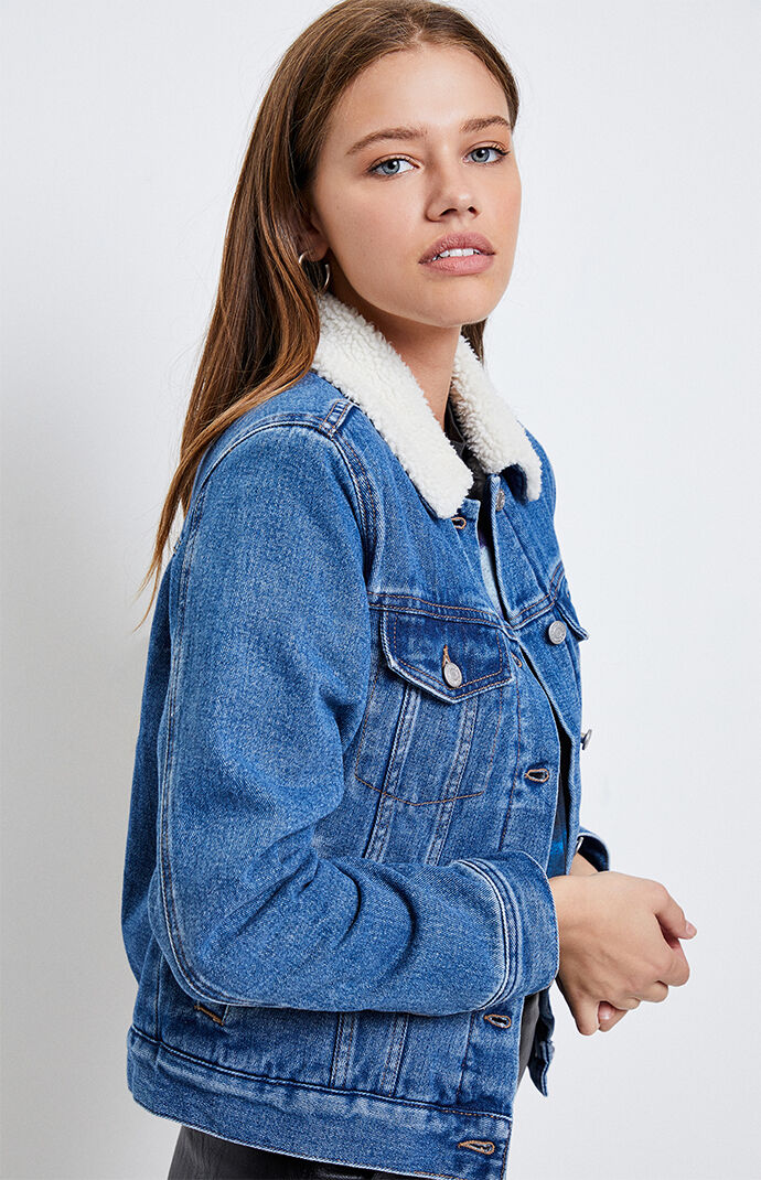pacsun denim sherpa jacket