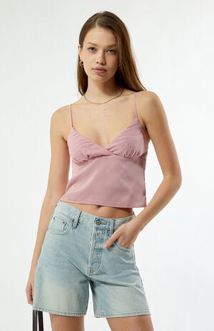 Embroidered Babydoll Tank Top image number 2