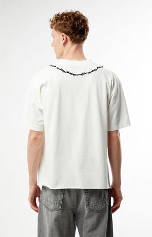 White Barbed Wire Cropped Boxy T-Shirt image number 4