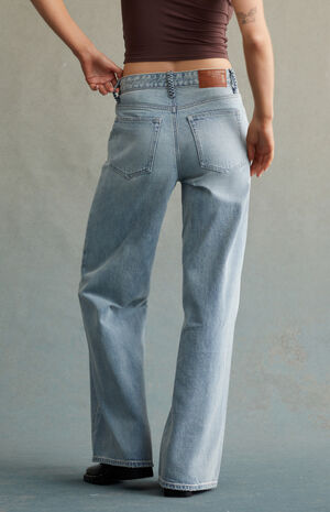 Tinted Light Indigo Braided High Waisted Baggy Jeans image number 5