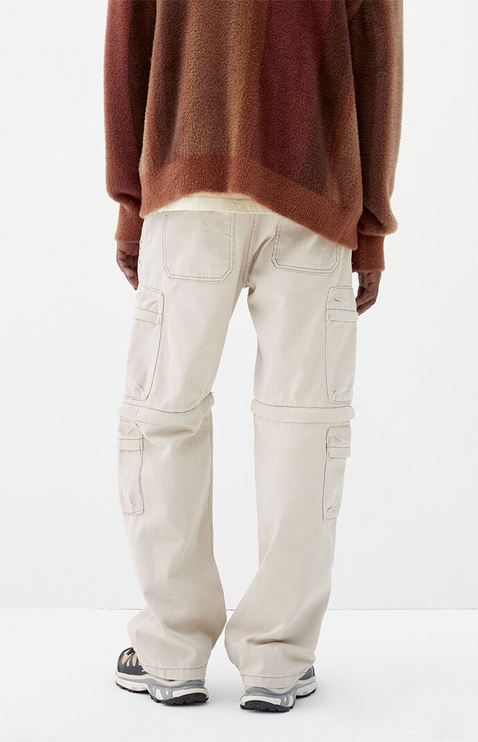 PacSun Cream Baggy Cargo Zip-Off Jeans | PacSun