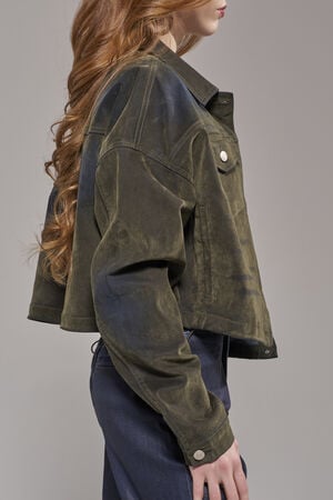 Sampson Olive Velvet Denim Jacket image number 3