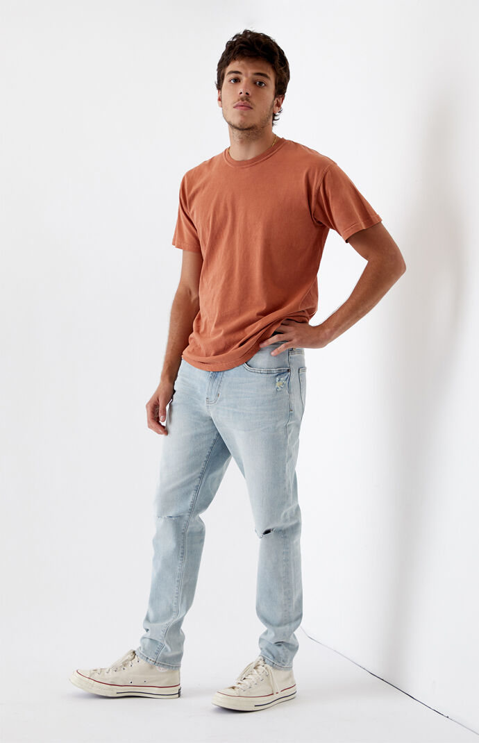 Light Ripped Slim Taper Jeans