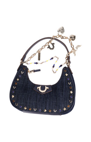 Studded Dark Denim Shoulder Bag image number 7