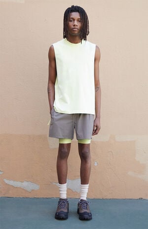 Pale Green Vintage Wash Comfort Cut Off Muscle T-Shirt image number 6