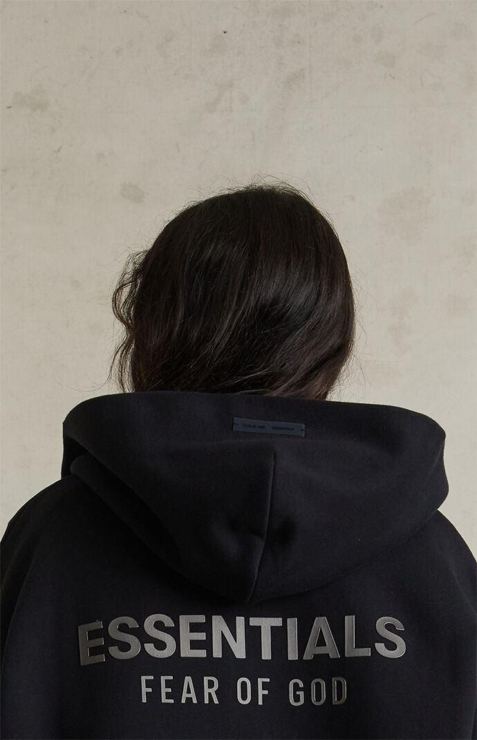 Fear of God ESSENTIALS Kids Jet Black Full Zip Fleece Hoodie | PacSun