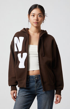 Big NY Zip Up Oversized Hoodie image number 4