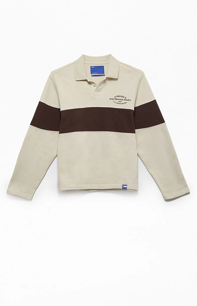 A.R.C. Gray Long Sleeve Rugby Polo Shirt