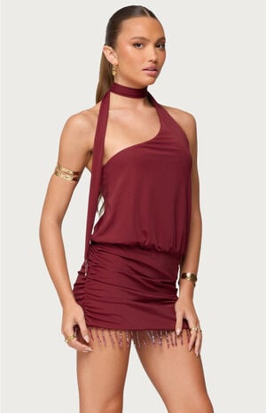Danit One Shoulder Fringe Mini Dress image number 1