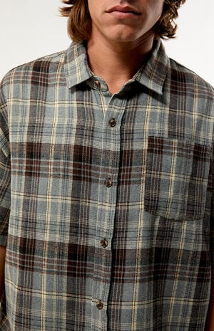 Blue Plaid Woven Flannel Shirt image number 2