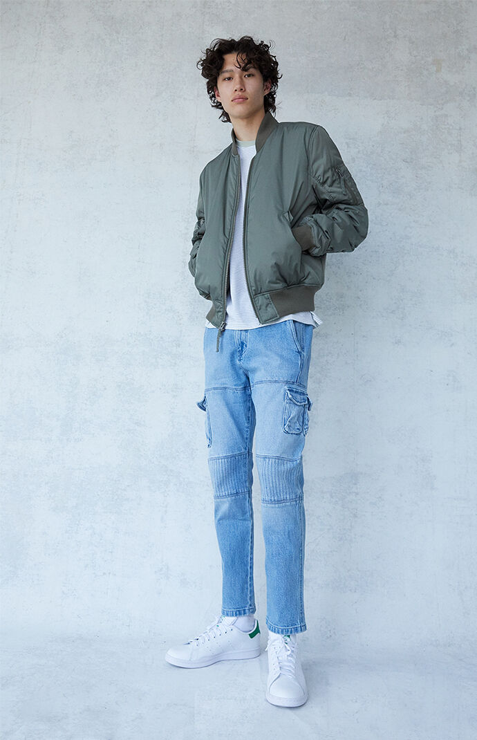 Medium Indigo Skinny Cargo Jeans